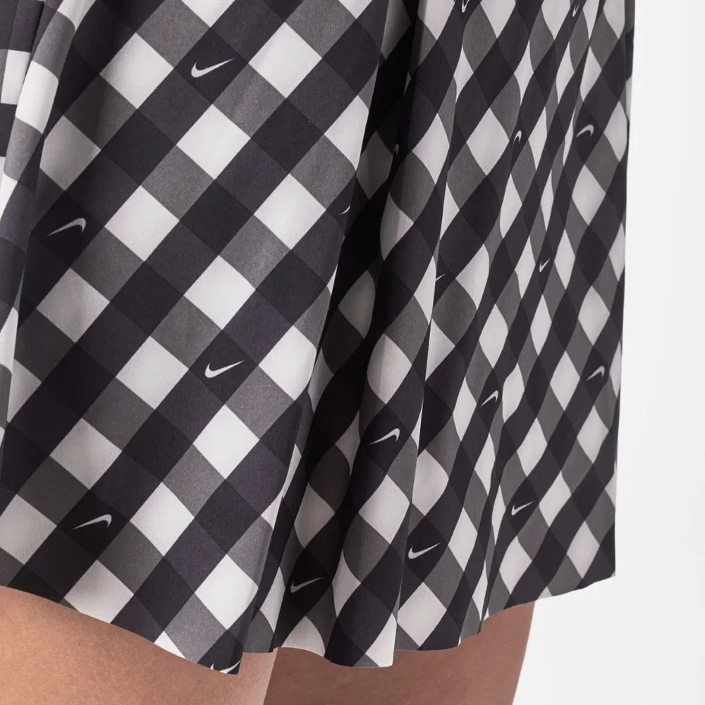 Nike Dri-FIT sz XS black & White logo check print Club Performance Tennis skort